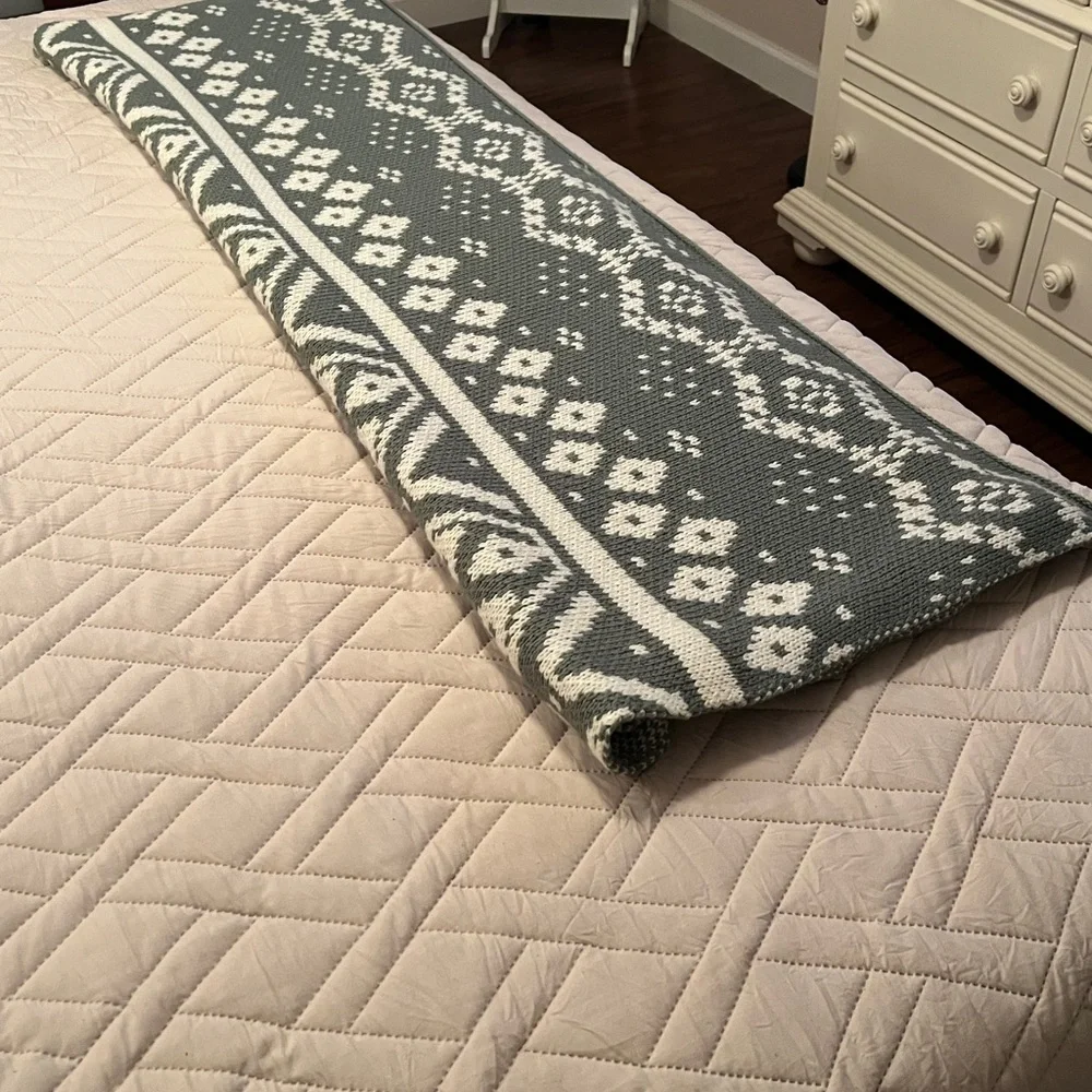 Crate & Barrel | cream grey charcoal throw blanket 70x50